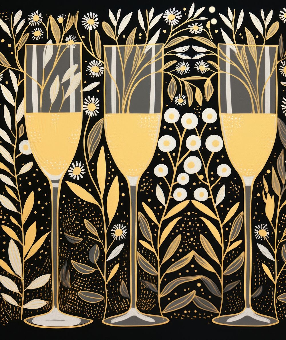 Gold and silver champagne glasses refreshment celebration tableware. AI generated Image by rawpixel.