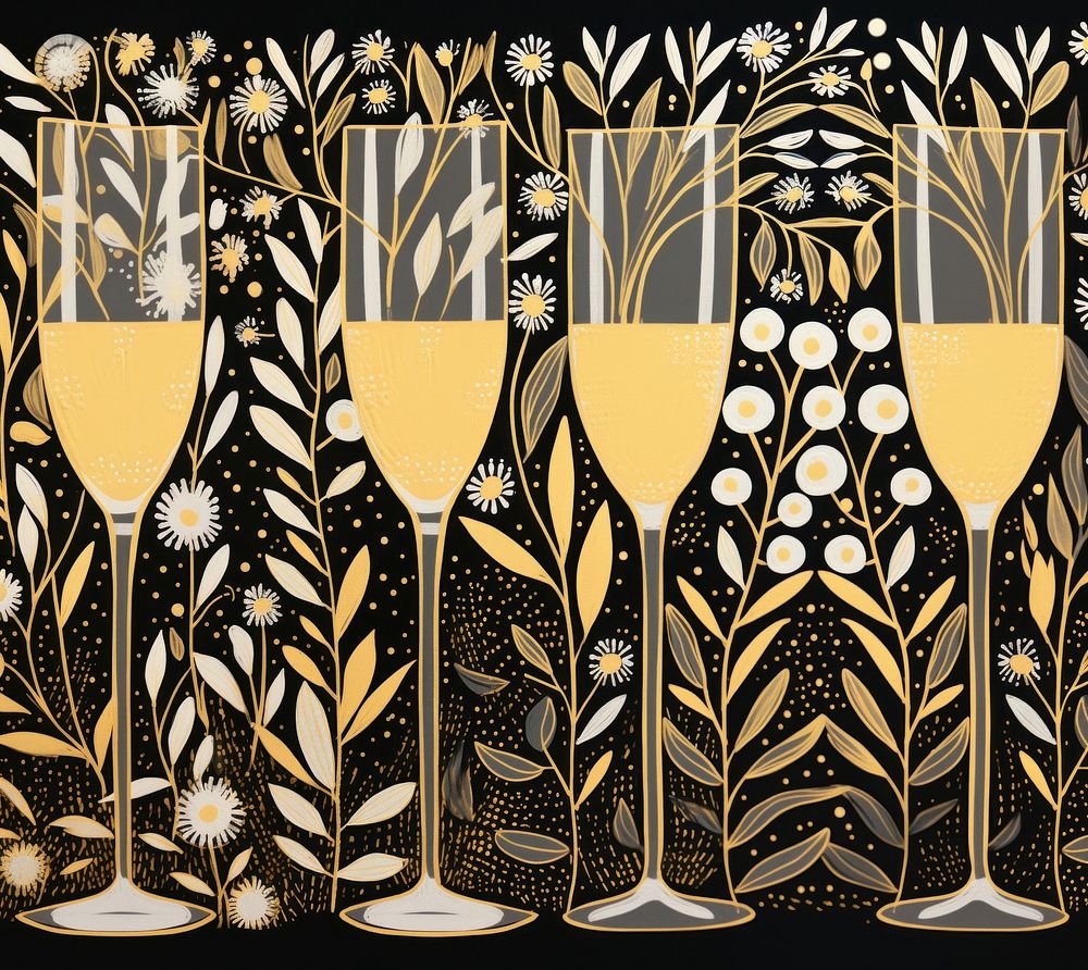 Gold and silver champagne glasses drink refreshment celebration. AI generated Image by rawpixel.