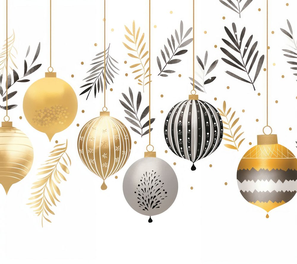 Gold and silver christmas baubles celebration decoration chandelier. AI generated Image by rawpixel.