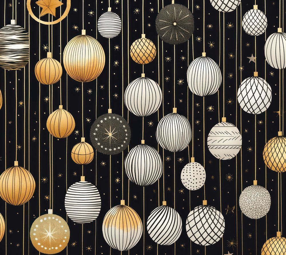 Gold and silver christmas baubles line arrangement celebration. AI generated Image by rawpixel.