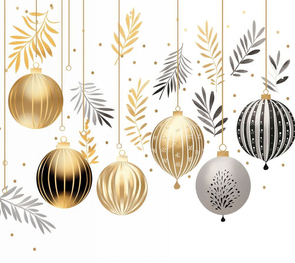 Gold and silver christmas baubles celebration backgrounds accessories. AI generated Image by rawpixel.