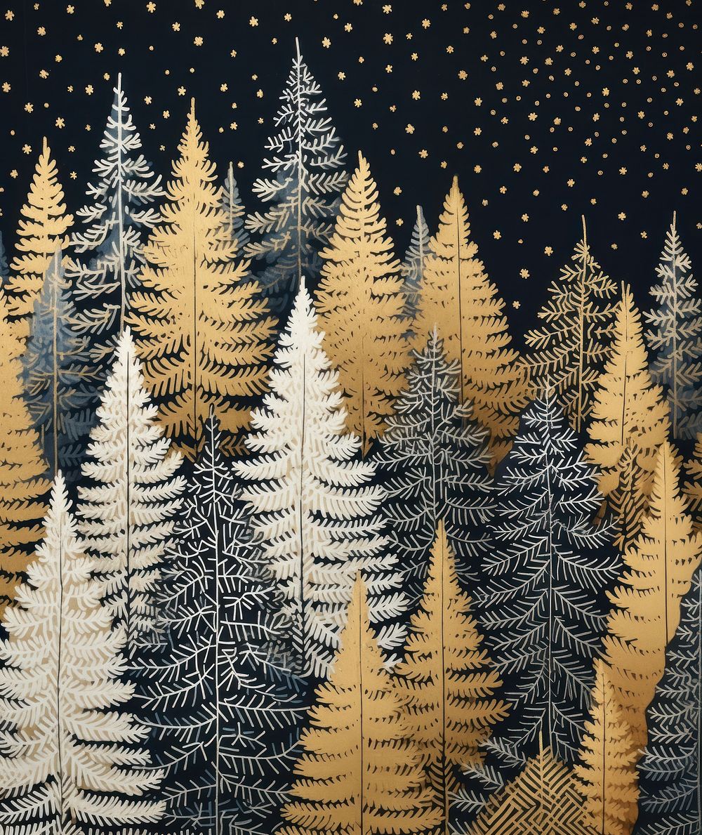 Gold and silver christmas trees pattern nature plant. AI generated Image by rawpixel.