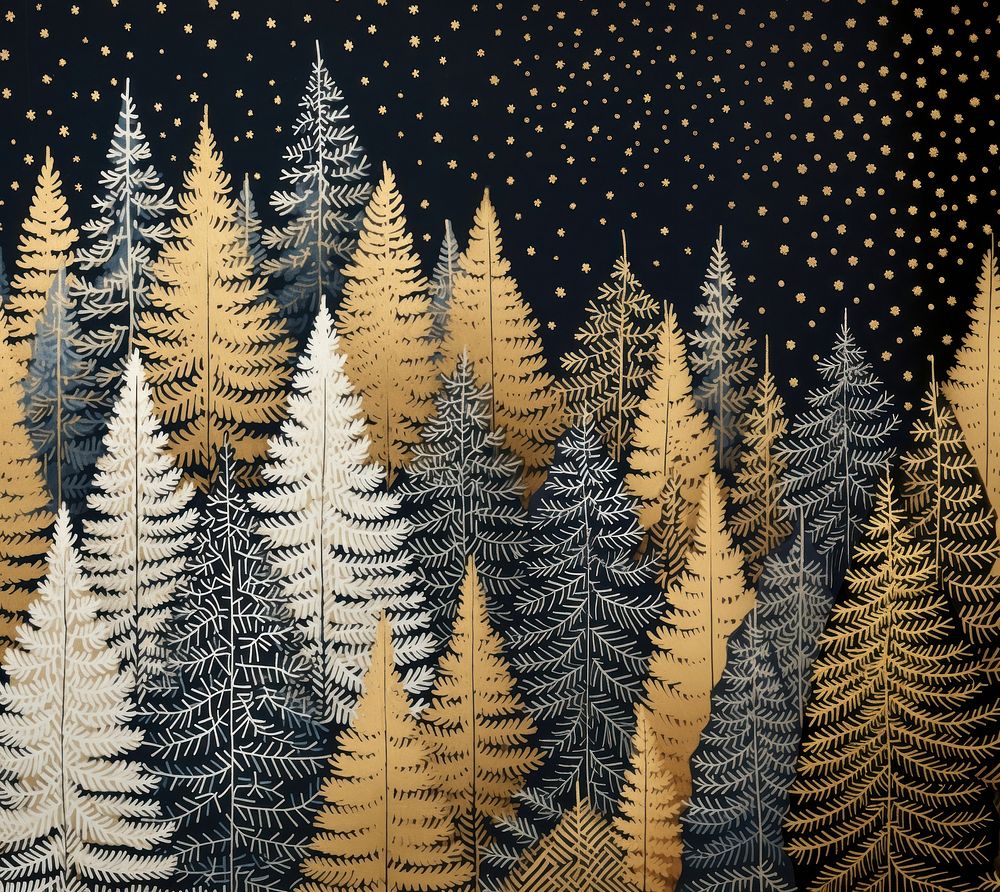 Gold and silver christmas trees nature pattern plant. AI generated Image by rawpixel.