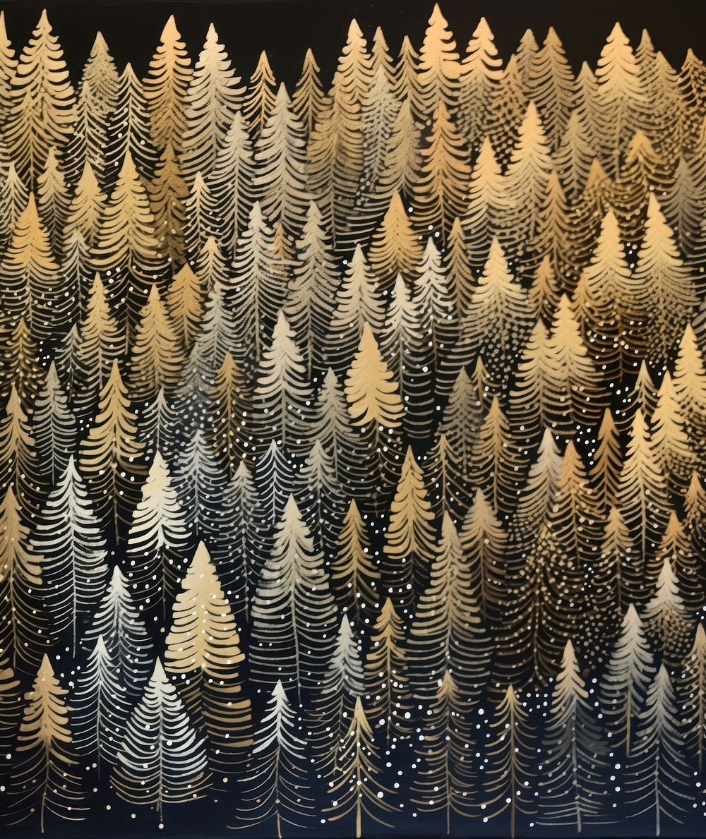 Gold and silver christmas trees nature plant fir. AI generated Image by rawpixel.