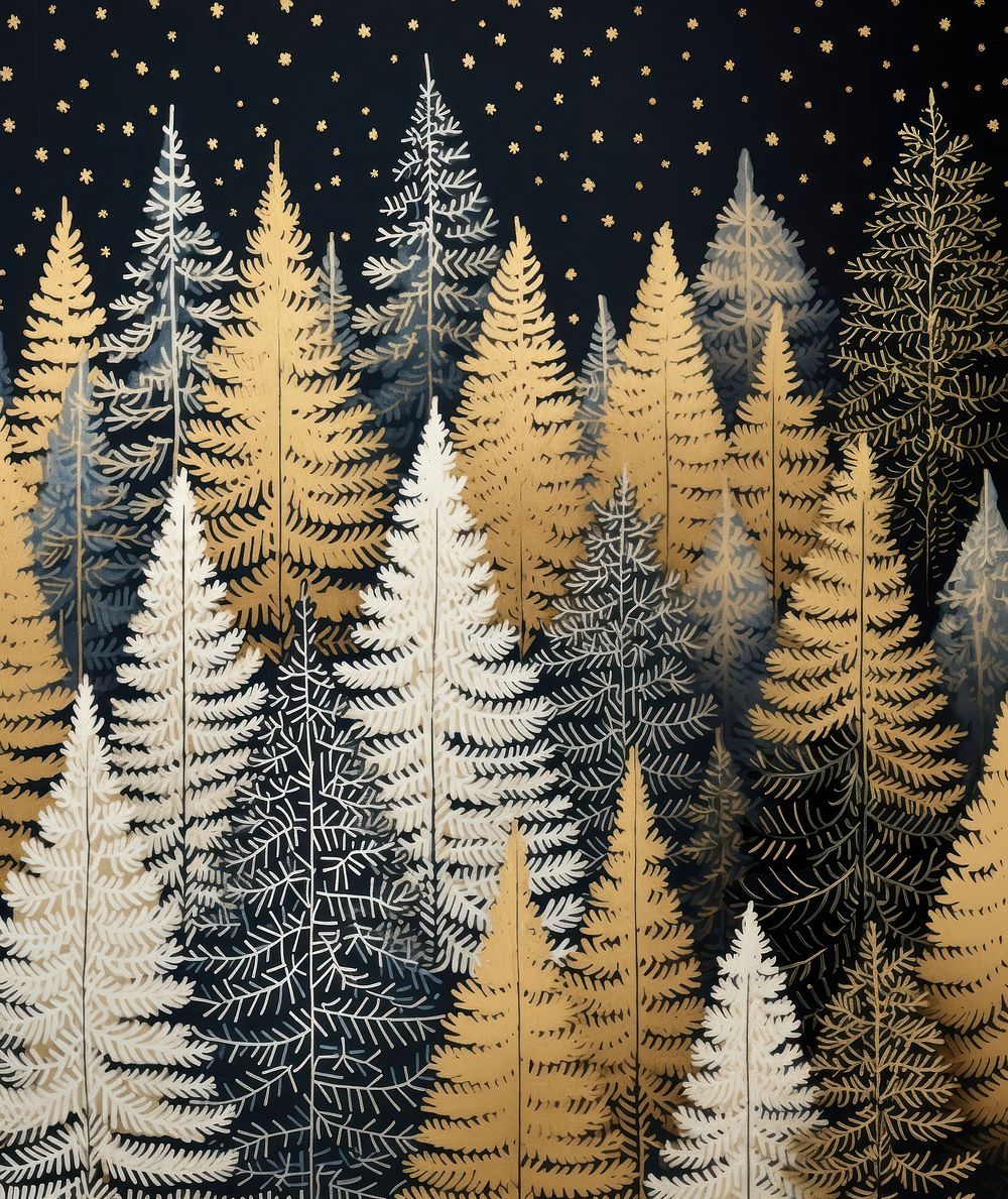 Gold and silver christmas trees pattern nature plant. AI generated Image by rawpixel.
