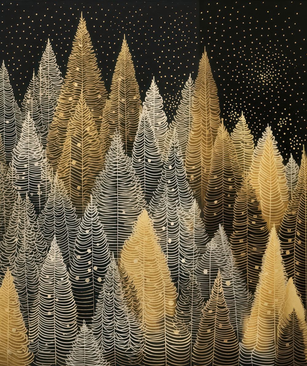 Gold and silver christmas trees nature art backgrounds. AI generated Image by rawpixel.