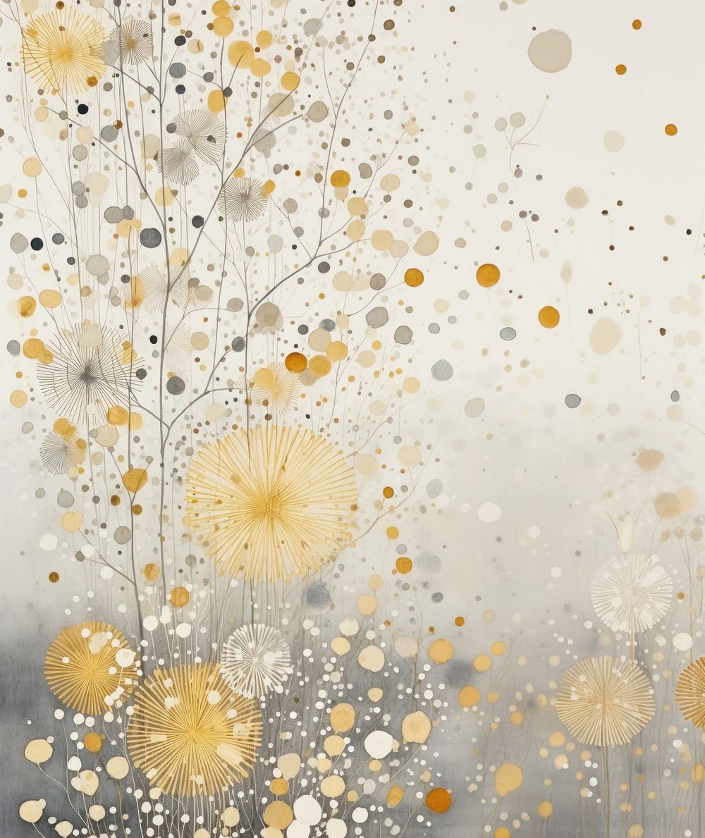 Gold and silver confetti abstract pattern flower. 