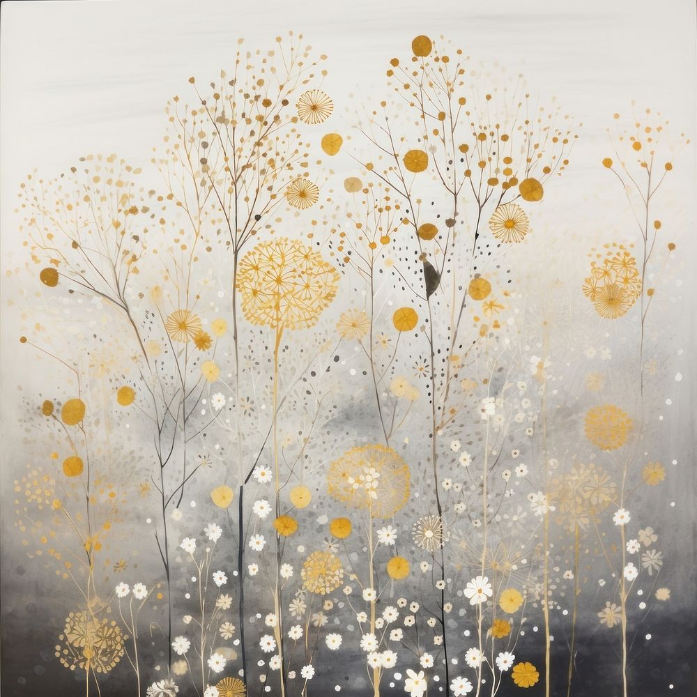 Gold and silver confetti painting drawing nature. AI generated Image by rawpixel.