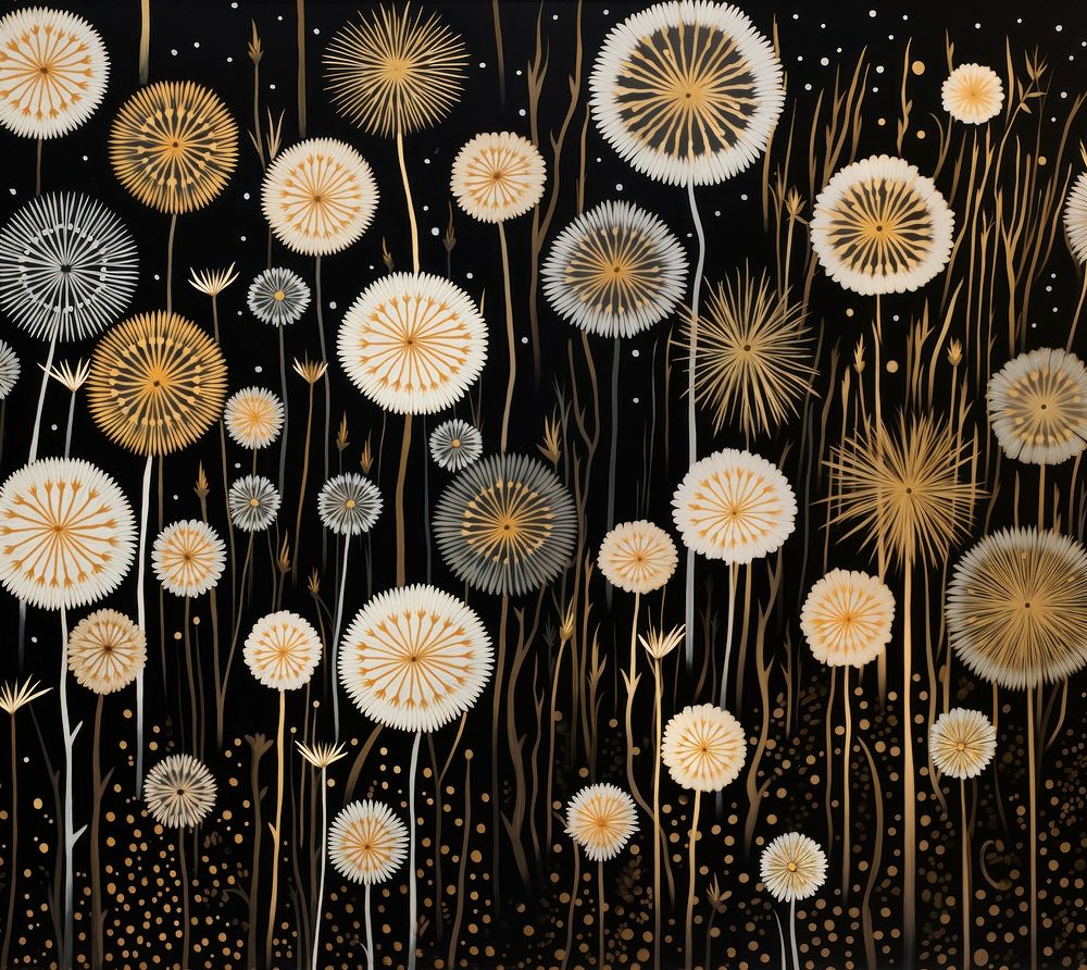 Gold and silver dandelions backgrounds celebration repetition. AI generated Image by rawpixel.
