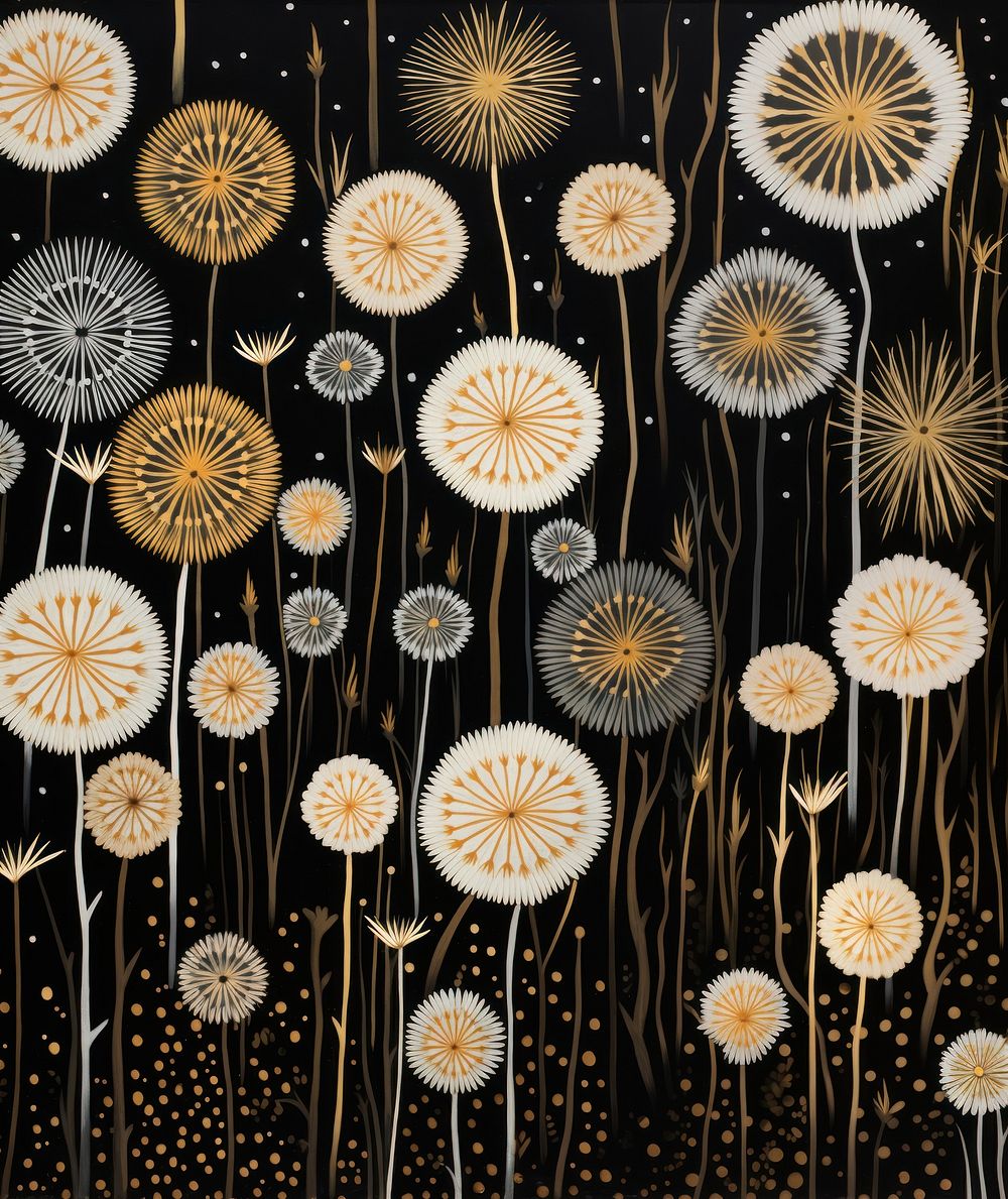 Gold and silver dandelions plant art backgrounds. AI generated Image by rawpixel.