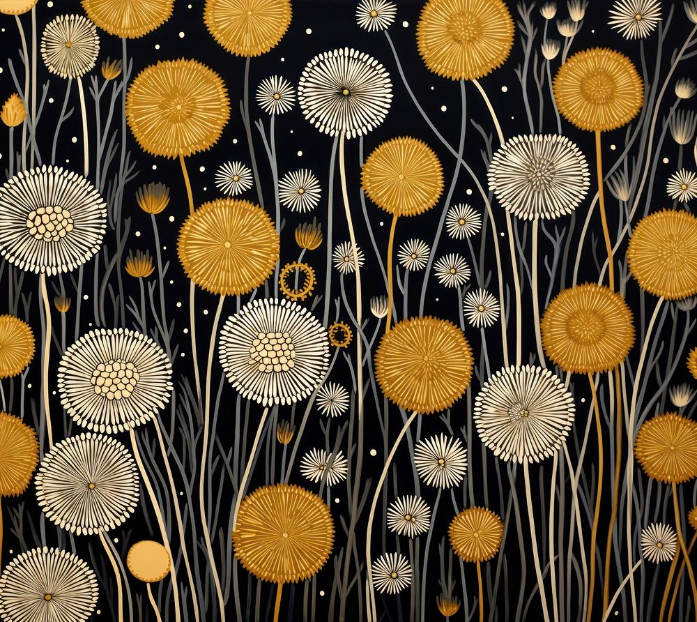 Gold and silver dandelions pattern nature art. AI generated Image by rawpixel.