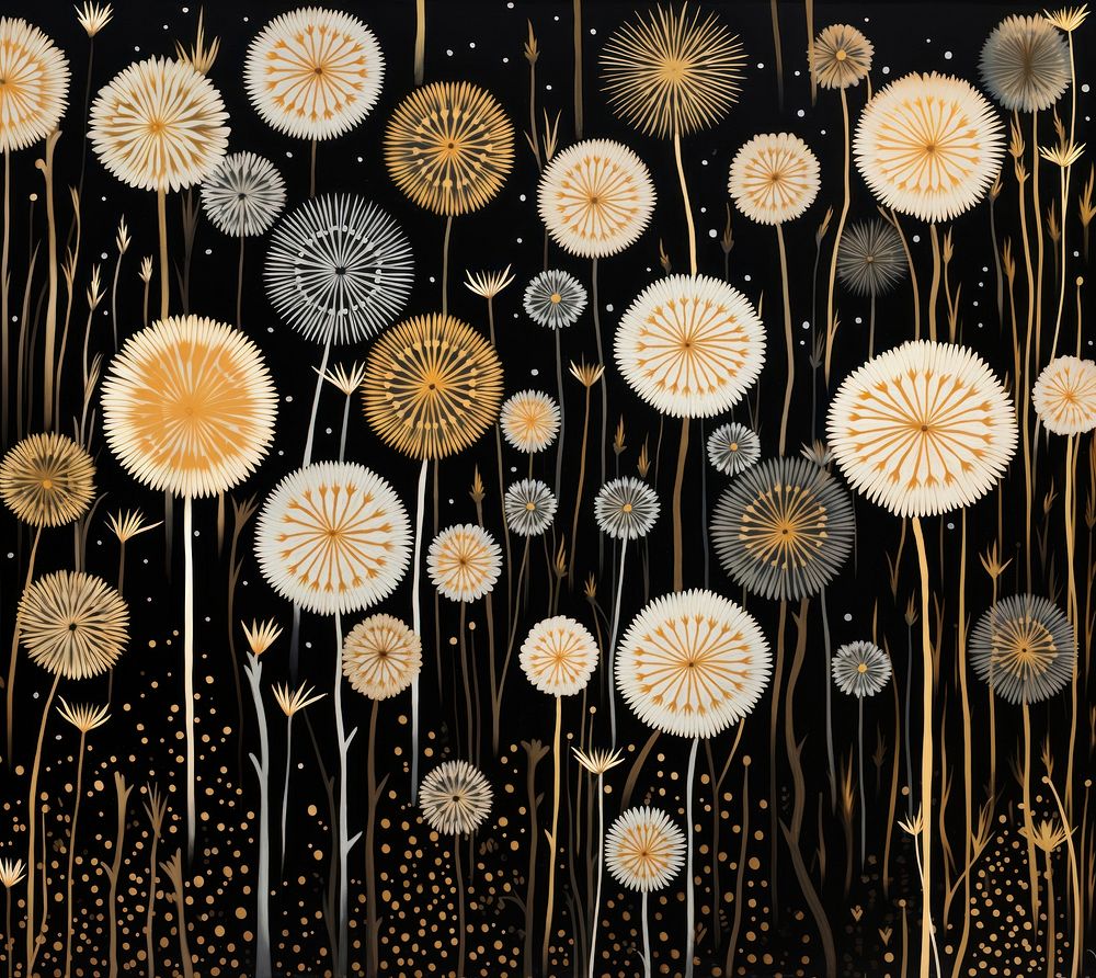 Gold and silver dandelions backgrounds decoration fireworks. AI generated Image by rawpixel.