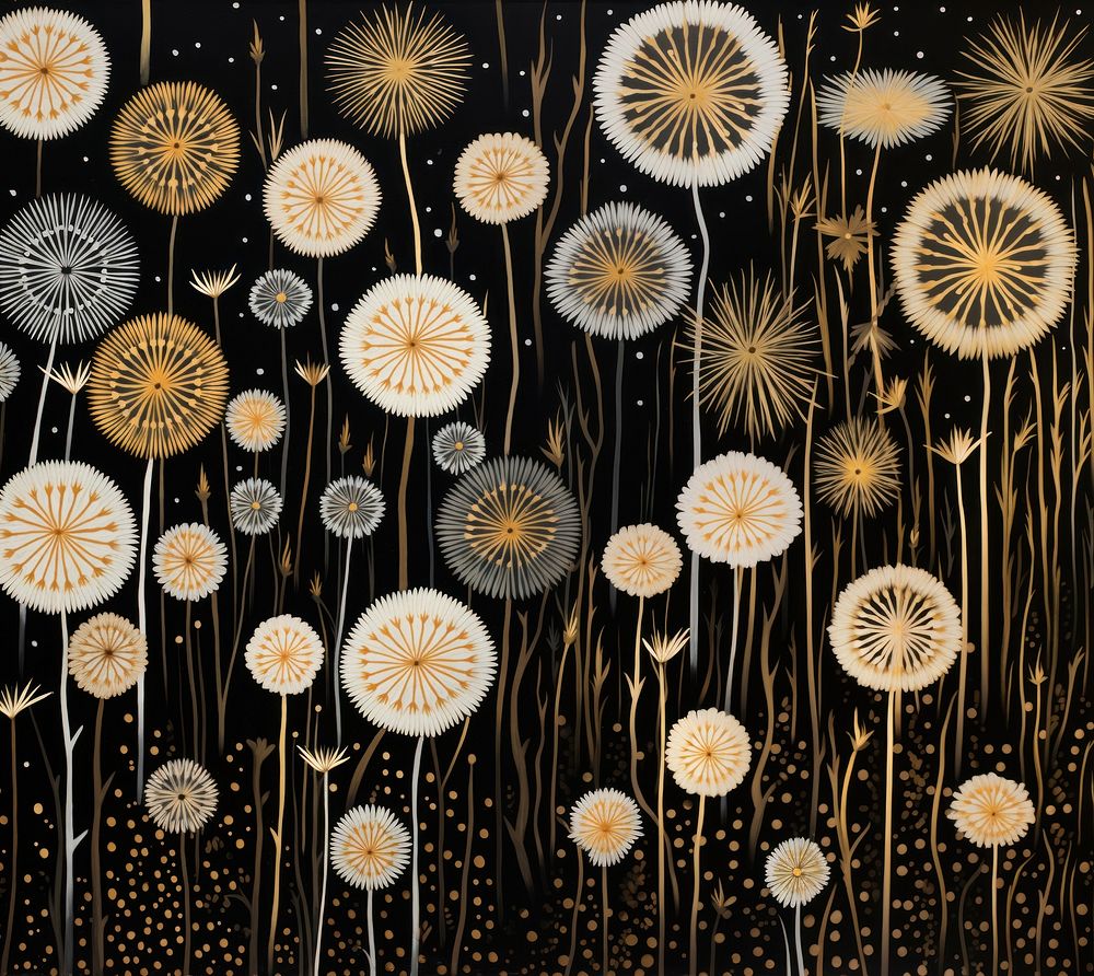 Gold and silver dandelions plant backgrounds decoration. AI generated Image by rawpixel.