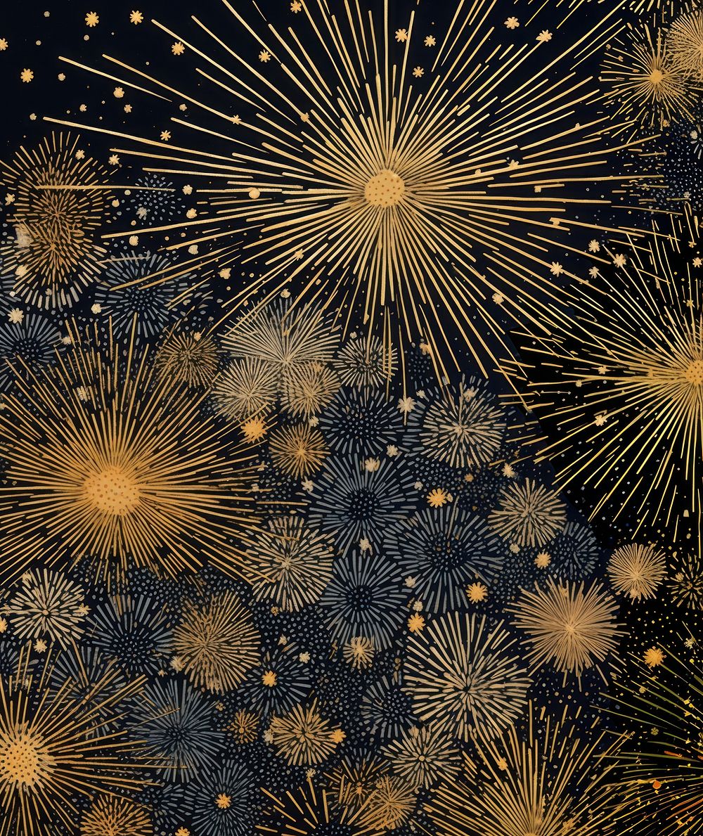 Gold and silver fireworks abstract pattern illuminated. AI generated Image by rawpixel.
