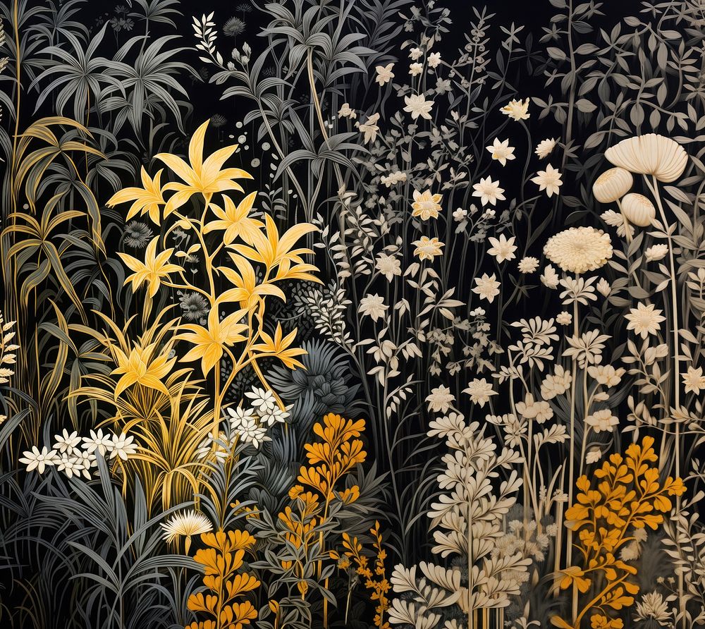 Gold and silver jungle pattern nature art. AI generated Image by rawpixel.