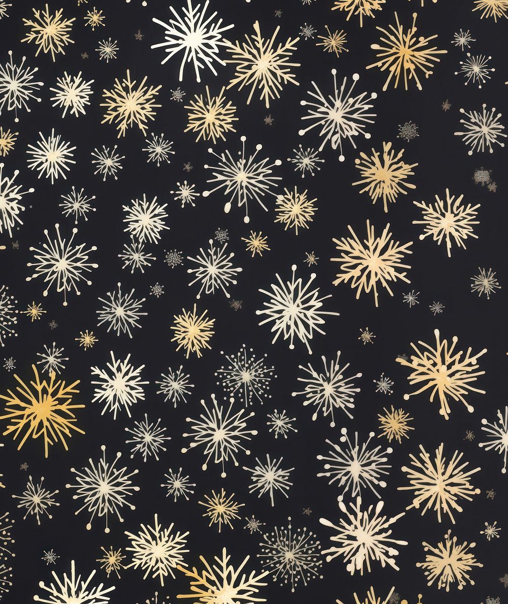 Gold and silver snow flakes fireworks abstract pattern. AI generated Image by rawpixel.
