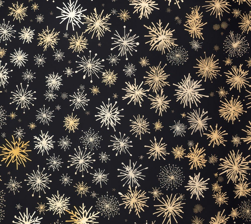 Gold and silver snow flakes abstract pattern nature. 