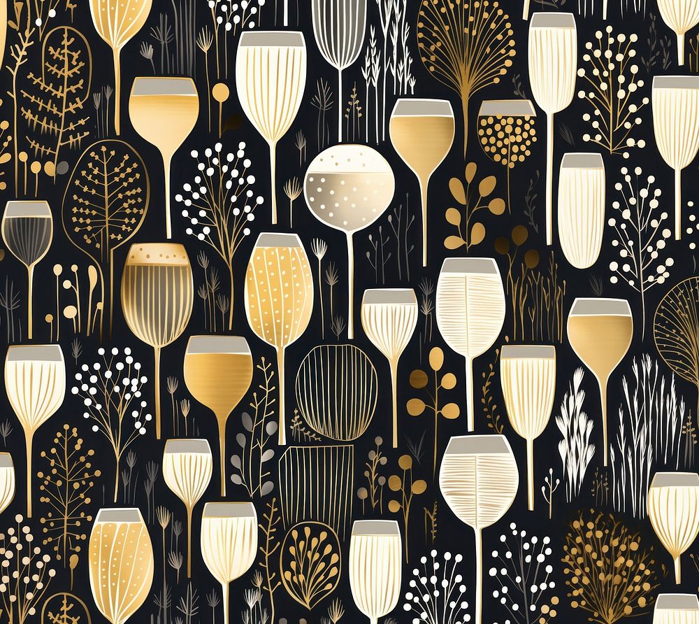 Gold silver champagne glass pattern arrangement backgrounds repetition. AI generated Image by rawpixel.