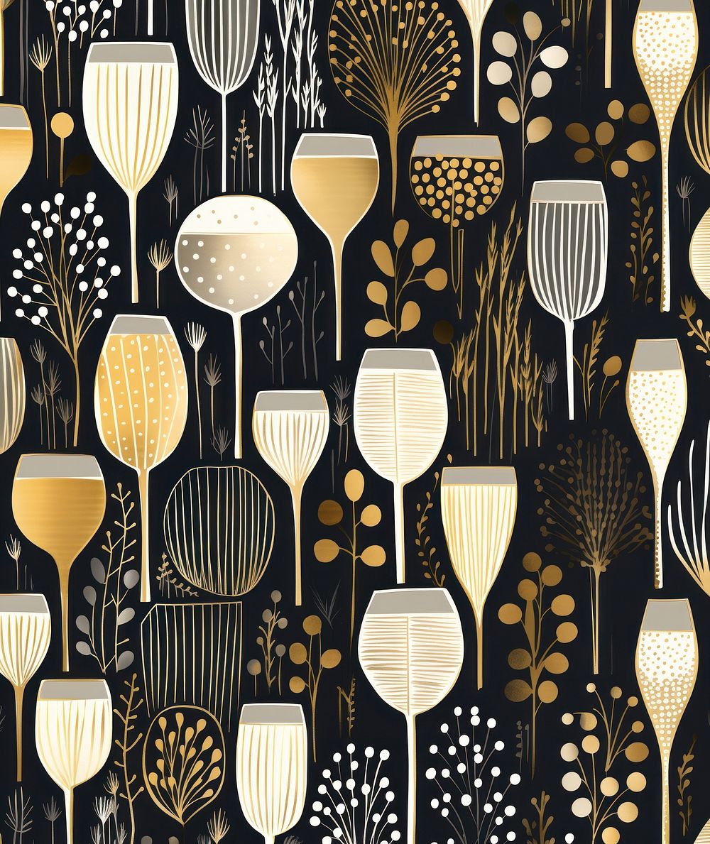 Gold silver champagne glass pattern backgrounds repetition chandelier. AI generated Image by rawpixel.