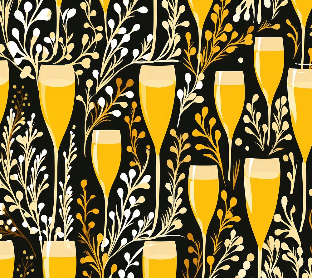 Gold silver champagne glass pattern refreshment backgrounds repetition. AI generated Image by rawpixel.