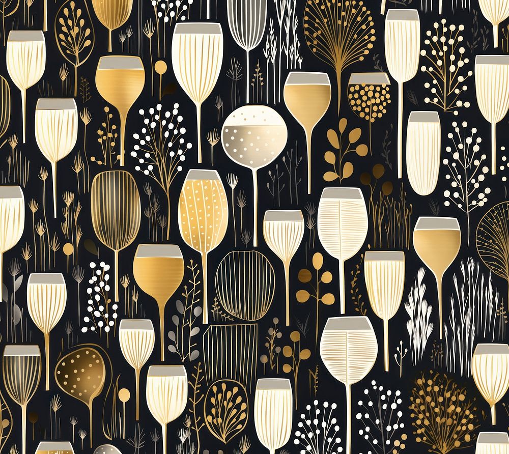 Gold silver champagne glass pattern arrangement backgrounds repetition. AI generated Image by rawpixel.