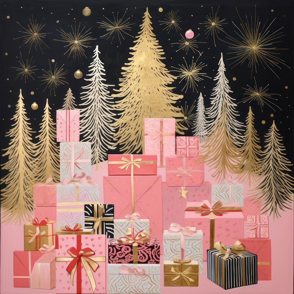 Gold silver pink christmas presents celebration backgrounds accessories. AI generated Image by rawpixel.
