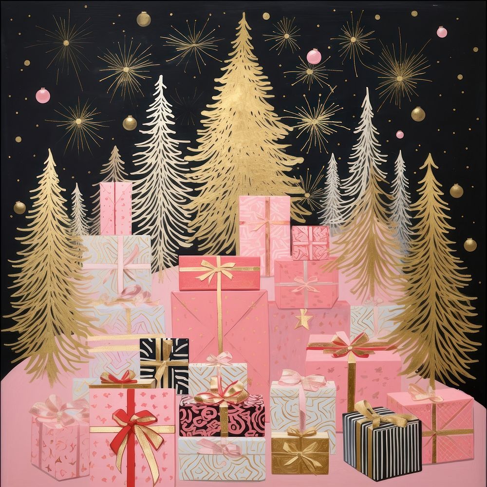 Gold silver pink christmas presents celebration backgrounds decoration. AI generated Image by rawpixel.