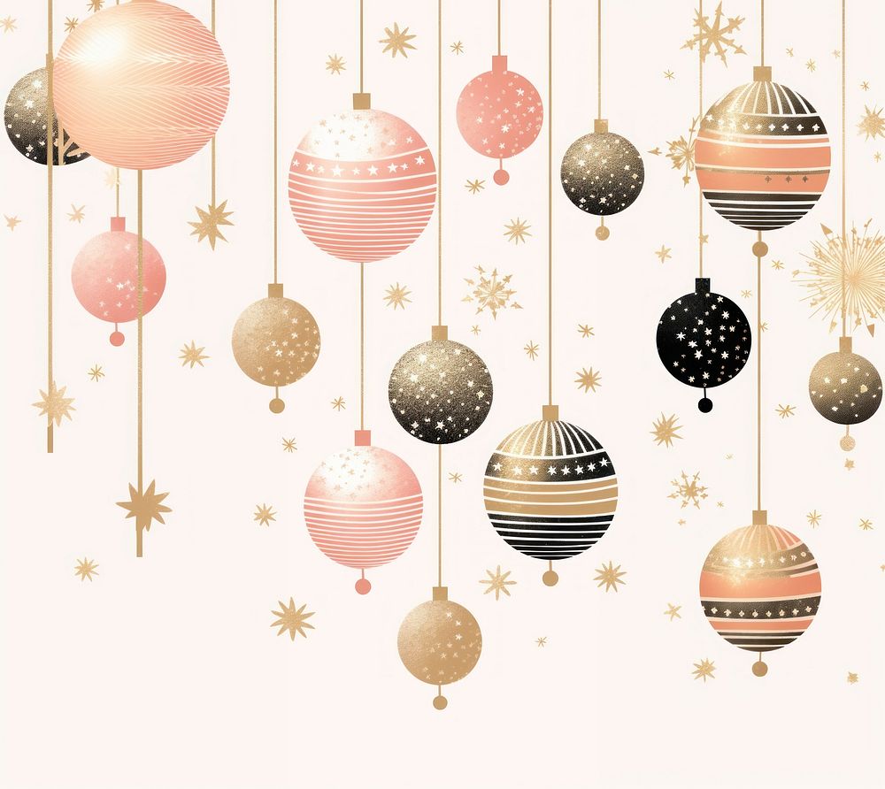 Gold silver pink cristmas baubles celebration decoration chandelier. AI generated Image by rawpixel.