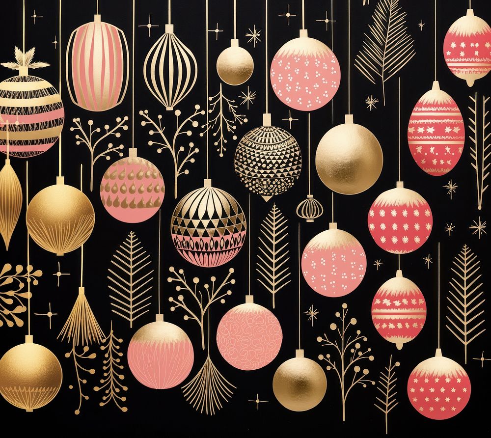 Gold silver pink cristmas baubles nature backgrounds celebration. AI generated Image by rawpixel.