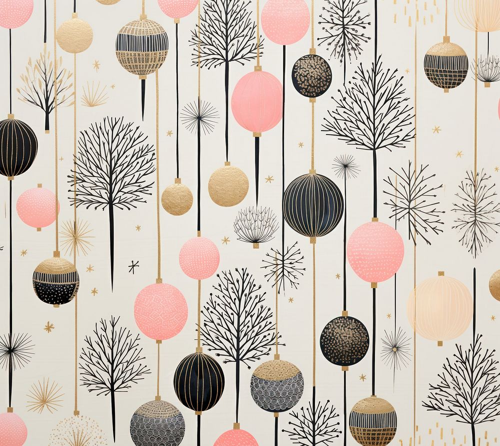 Gold silver pink cristmas baubles pattern art architecture. AI generated Image by rawpixel.