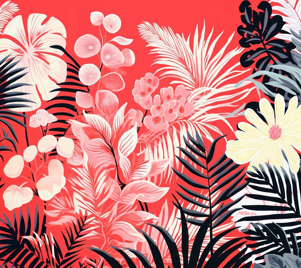 Gold silver pink tropical plants pattern nature backgrounds. AI generated Image by rawpixel.