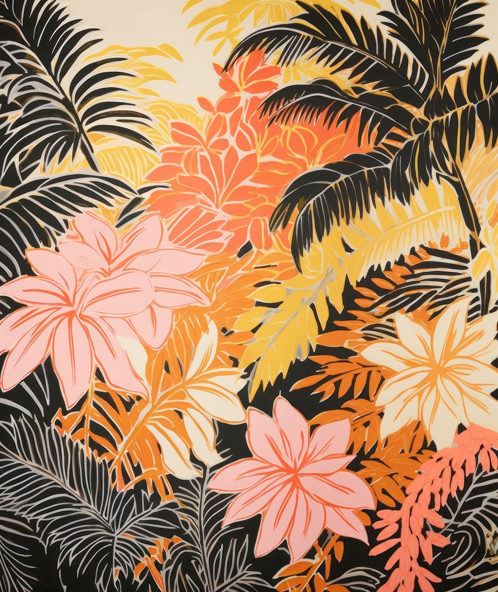 Gold silver pink tropical plants tropics pattern nature. AI generated Image by rawpixel.