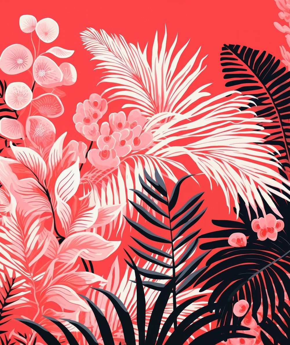 Gold silver pink tropical plants pattern nature backgrounds. AI generated Image by rawpixel.