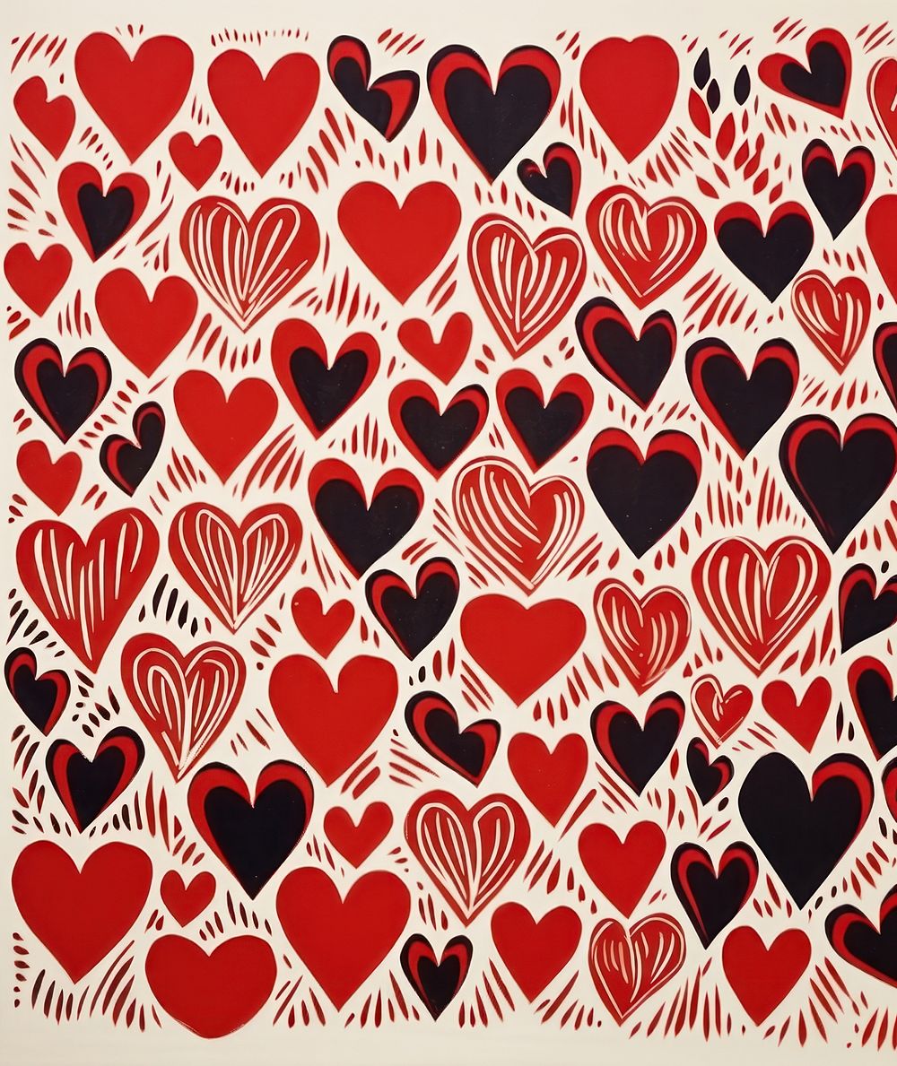 Hearts pattern drawing line. AI generated Image by rawpixel.