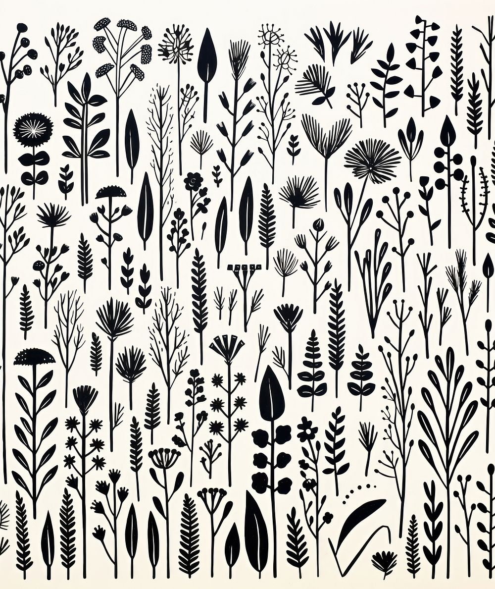 Herbs drawing pattern sketch. AI generated Image by rawpixel.