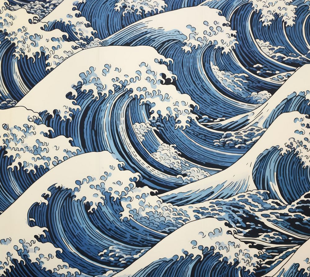 Japanese waves pattern nature art. 