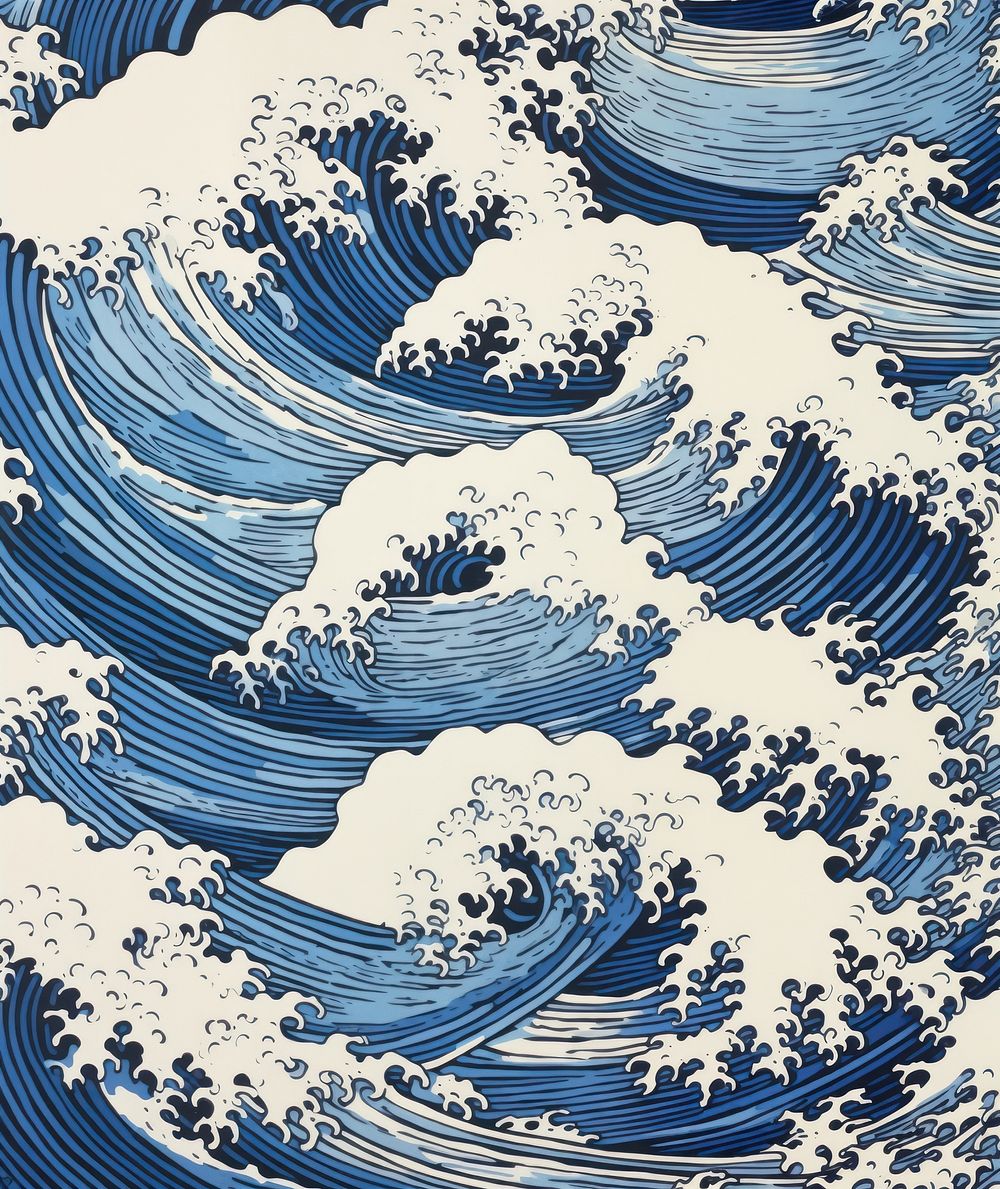 Japanese waves nature outdoors pattern. AI generated Image by rawpixel.