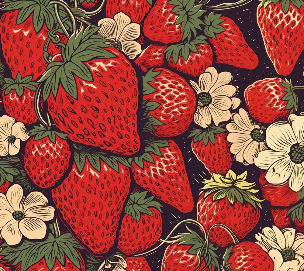 Kawaii strawberries strawberry fruit plant. AI generated Image by rawpixel.