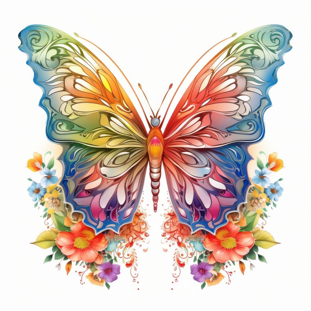 Rainbow butterfly pattern creativity chandelier. AI generated Image by rawpixel.