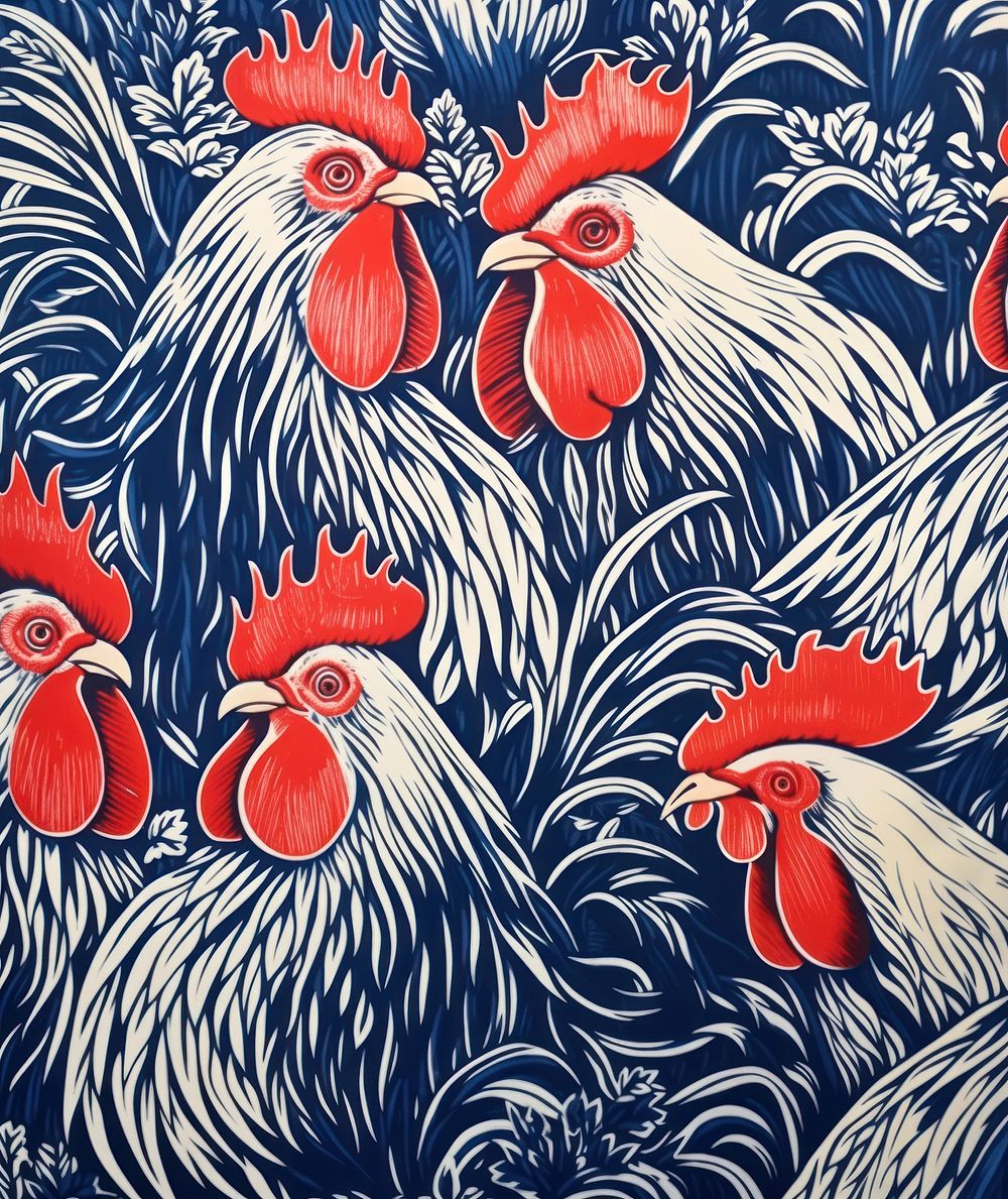 Roosters chicken poultry pattern. 