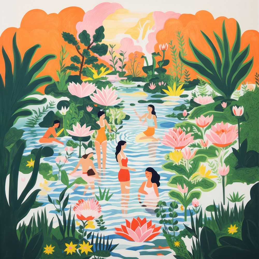 Summer people nature outdoors painting. AI generated Image by rawpixel.