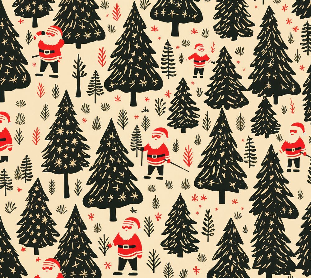 Santa pattern many christmas nature plant. AI generated Image by rawpixel.