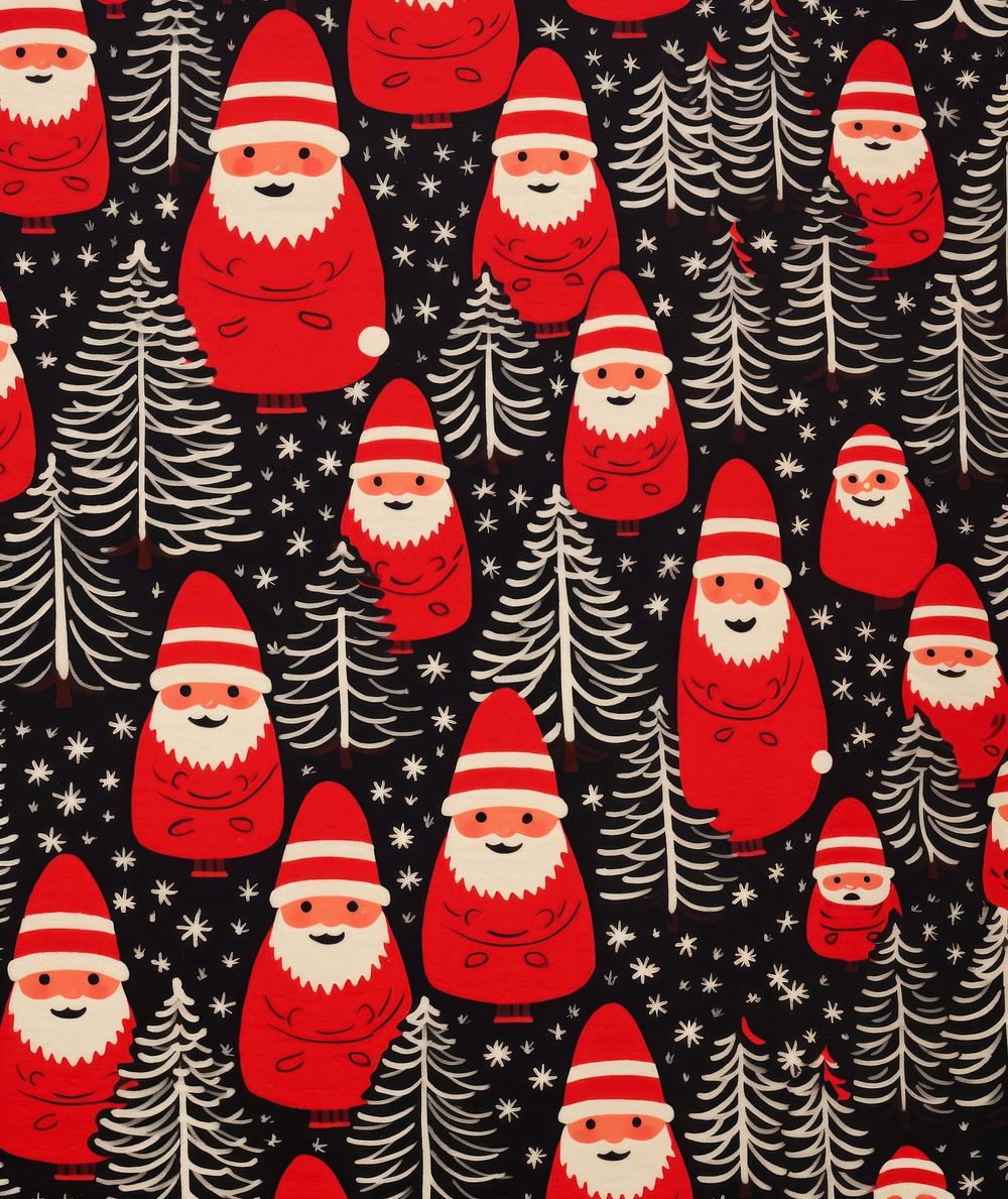 Santa pattern many winter nature backgrounds. AI generated Image by rawpixel.