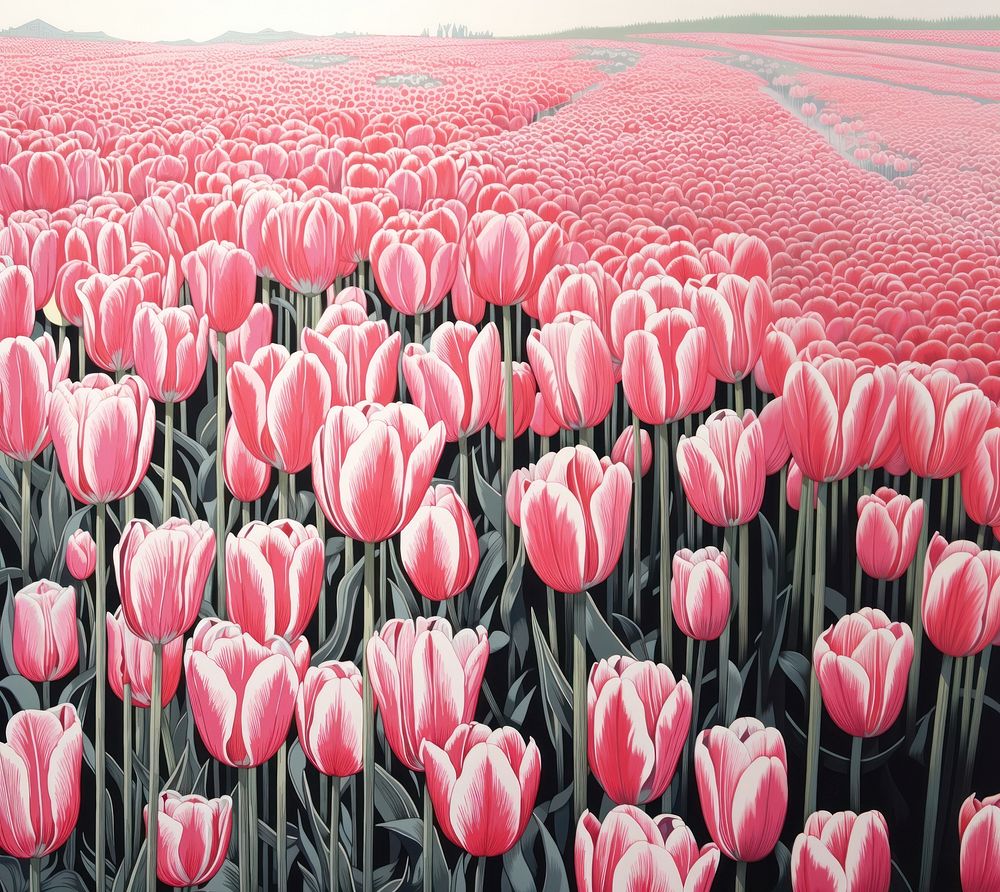 Tulip field nature outdoors blossom. AI generated Image by rawpixel.