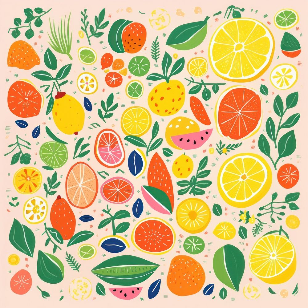 Tropical fruit pattern lemon plant. AI generated Image by rawpixel.
