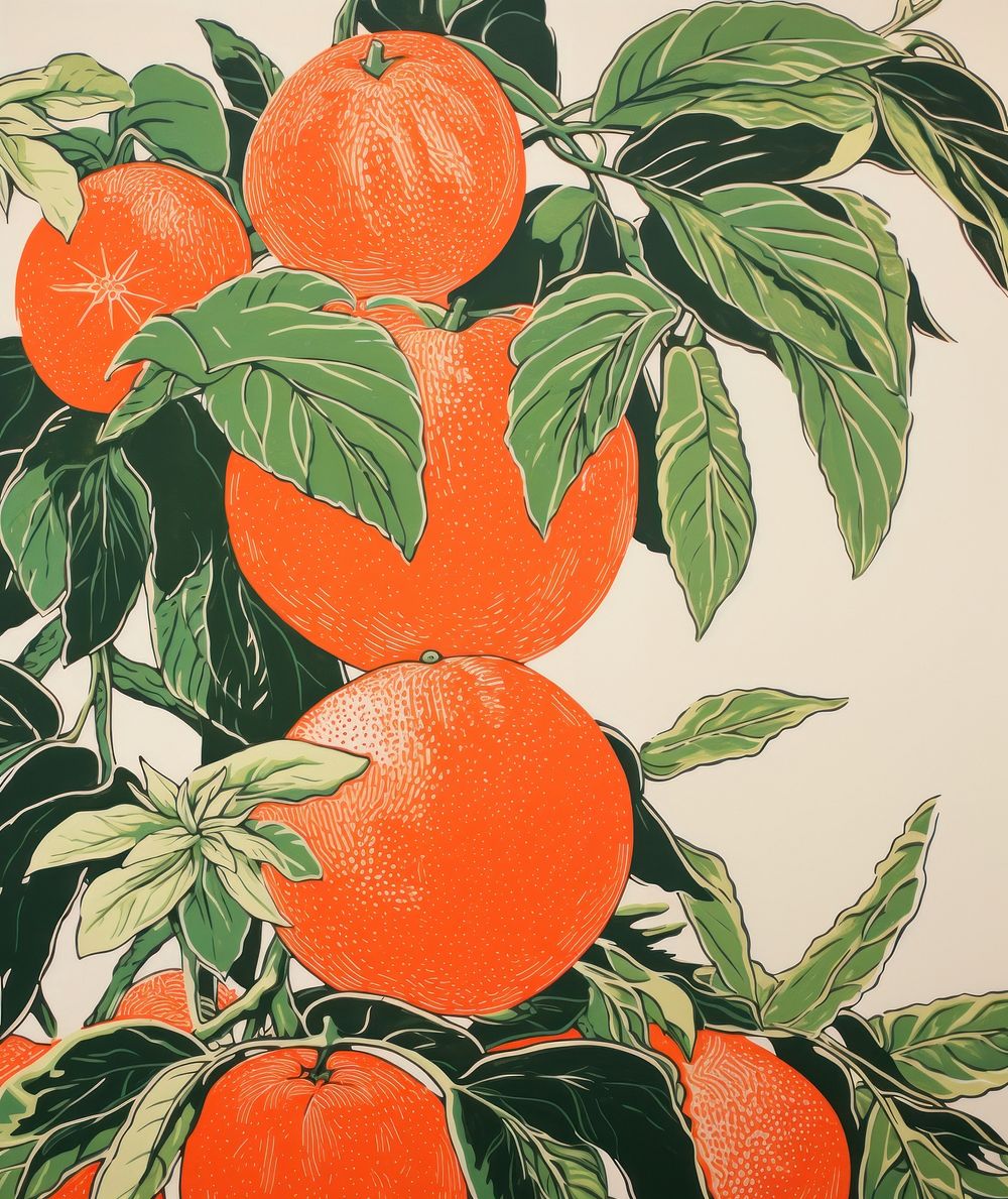 Tropical fruit grapefruit drawing plant. AI generated Image by rawpixel.