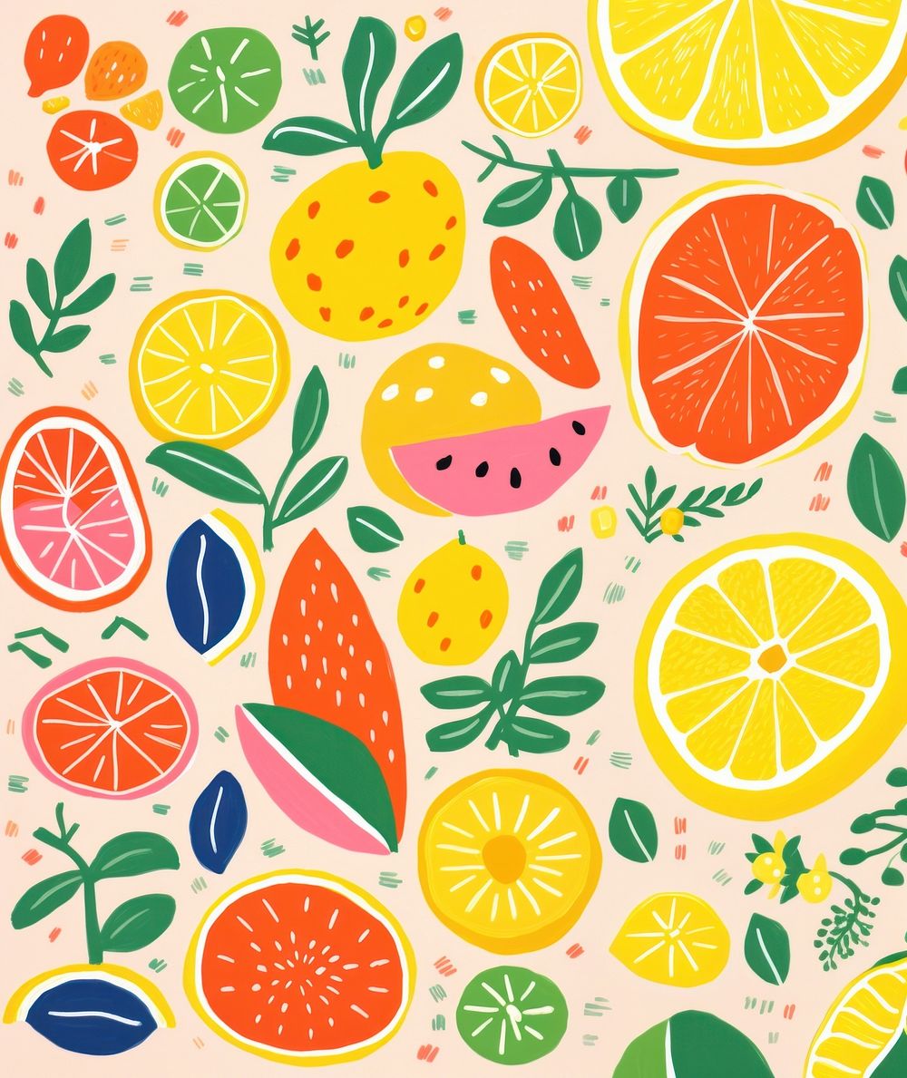 Tropical fruit grapefruit pattern lemon. AI generated Image by rawpixel.