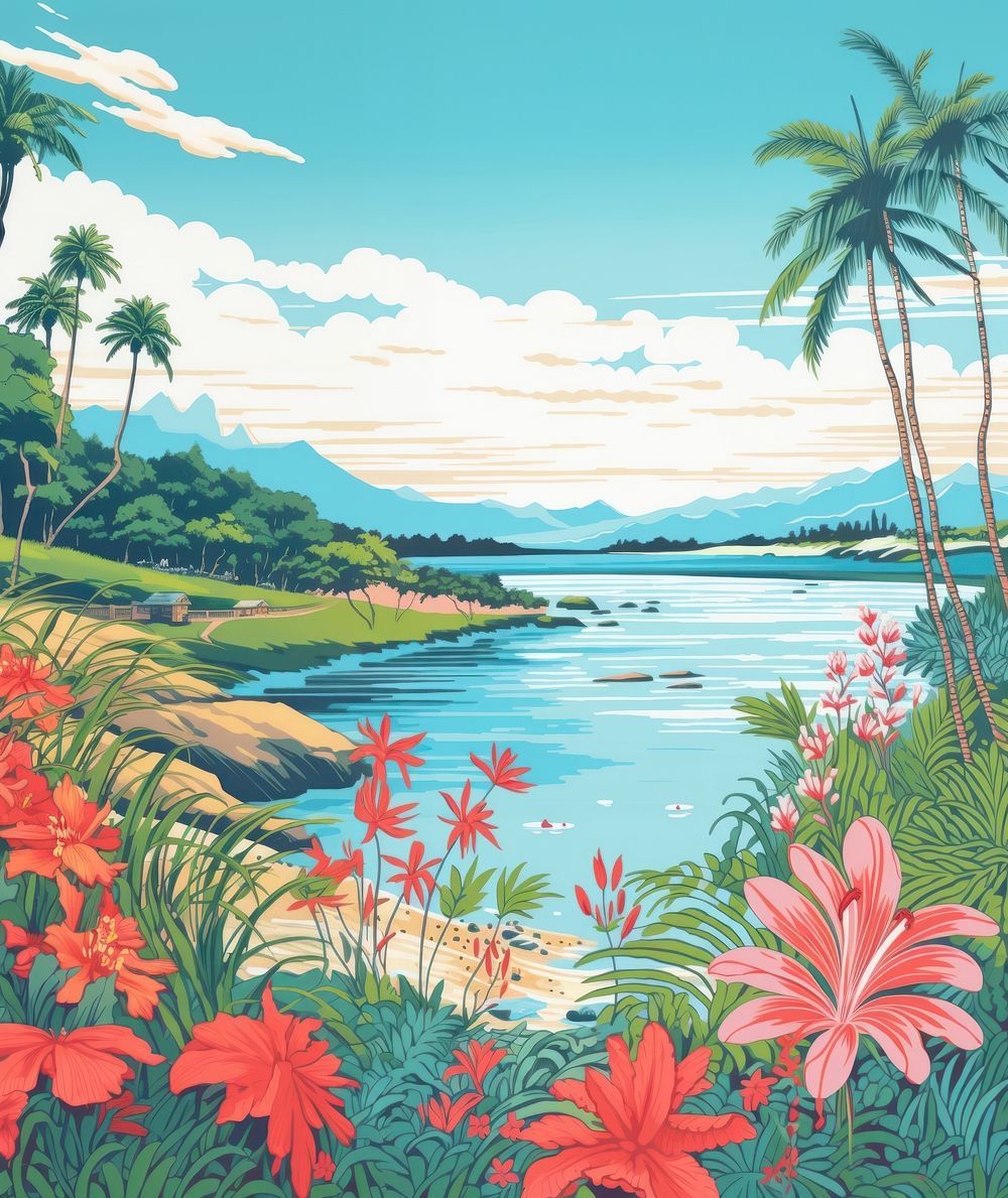 Tropical paradise nature landscape outdoors. AI generated Image by rawpixel.