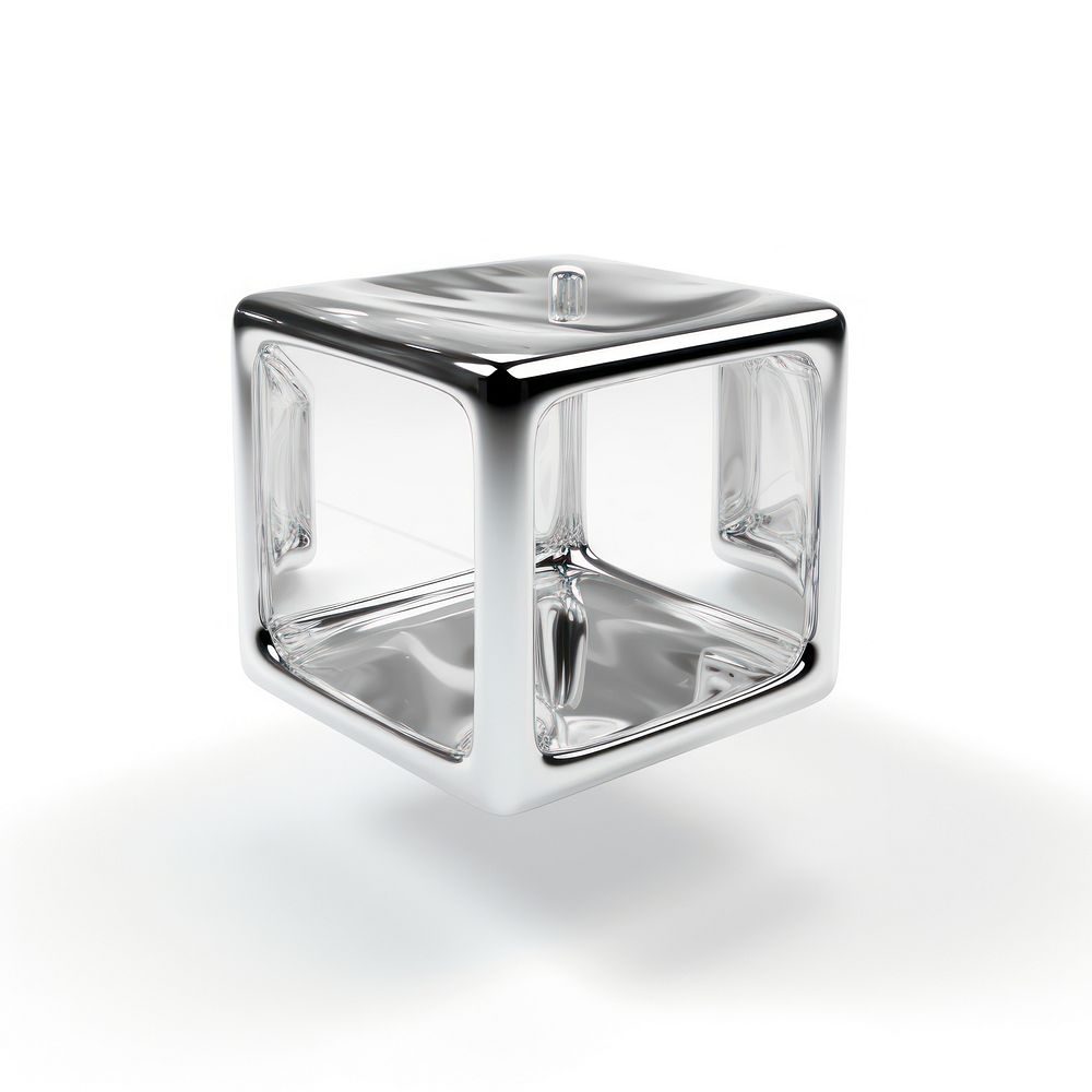 A cube outline jewelry silver white background. AI generated Image by rawpixel.