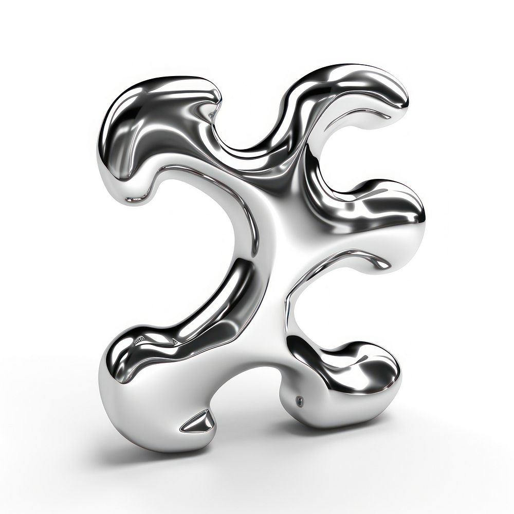 A piece of jigsaw silver metal shape. AI generated Image by rawpixel.